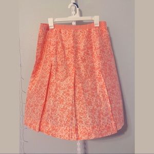 Pink Silk/Satin Floral Banana Republic A-Line Skirt
